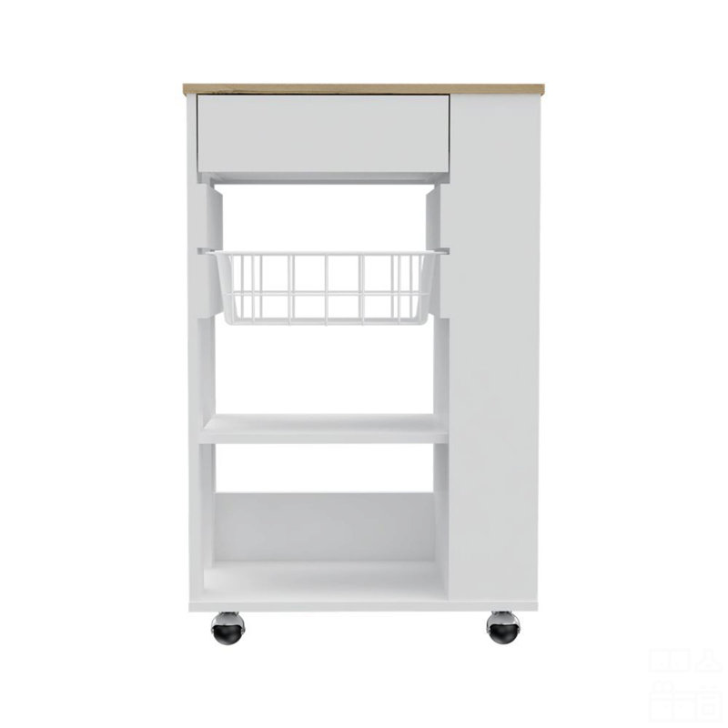Kitchen Cart, White/Natural