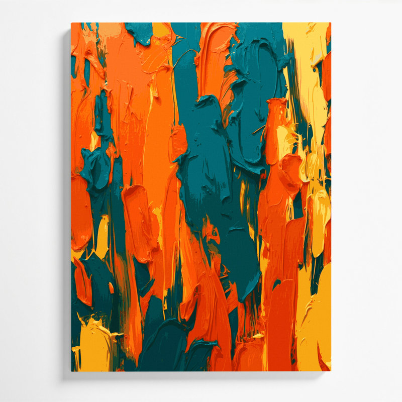 Abstrait couleur champ 54, art sur toile orange, H 10 po x l 8 po