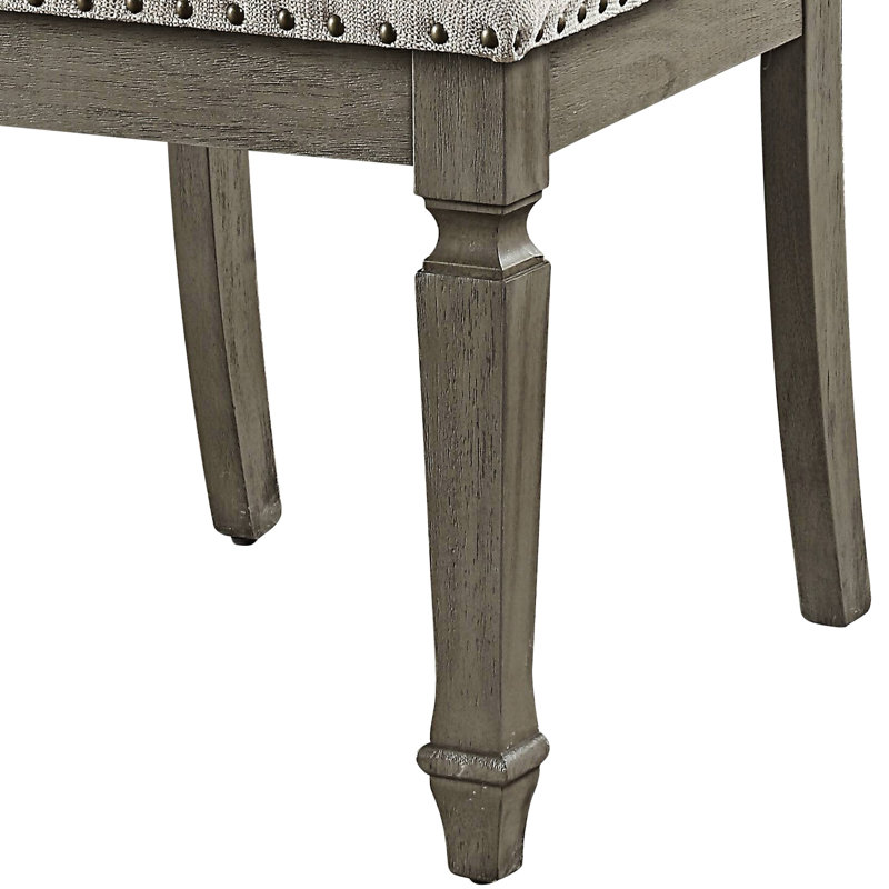 2 chaises d'appoint rustiques en lin beige - style chêne vieilli