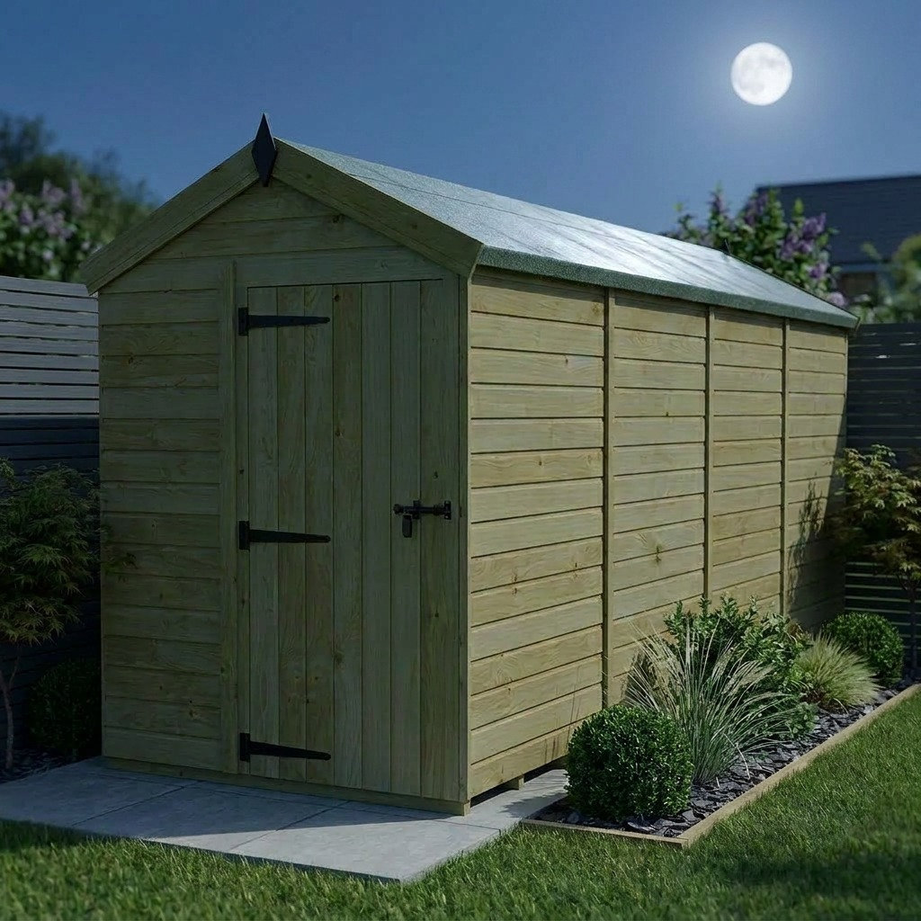 Total Sheds 5ft x 16ft Apex Garden Shed - Single Door - No Windows - Pressure Treated Timber - UK Manufactured