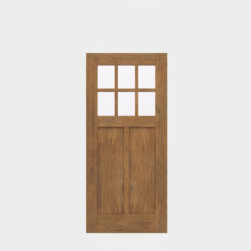 Porte d'extérieur 80 po en dalle d'acajou, 2 panneaux SDL 6 Lite, sans finition, 36" x 80" [36" Door]