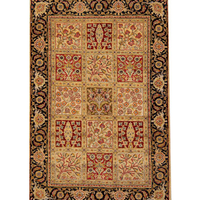 Hand-Knotted High-Quality Multi-Colored-Colored and Black Area Rug