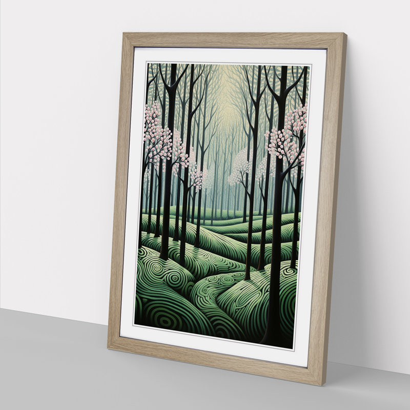 Spring Forest Op Art - Framed Print, Oak, 34cm H x 25cm W x 2cm D