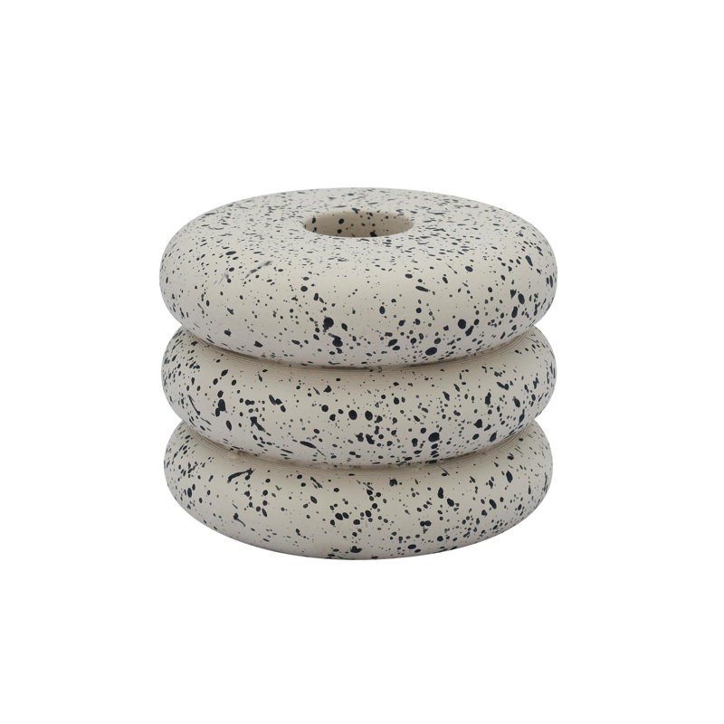 Gabby Speckled Cream Stacked Candleholder, Cream