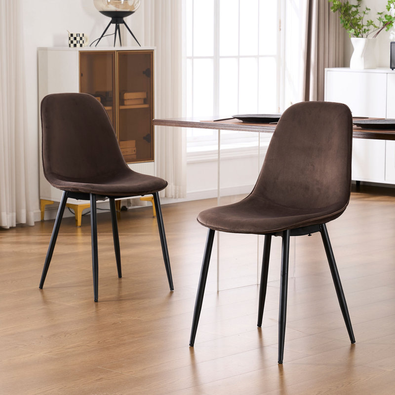 Chaise rembourrée en similicuir Kavi , Velours brun vison / noir