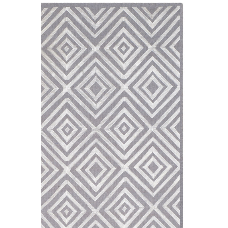 Tapis gris tissé à la main Shryock, Rectangle 5 pi x 8 pi