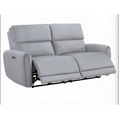 Canapé gris inclinable électrique en similicuir avec port USB, canapé à mouvement moderne avec repose-pieds réglable pour le salon