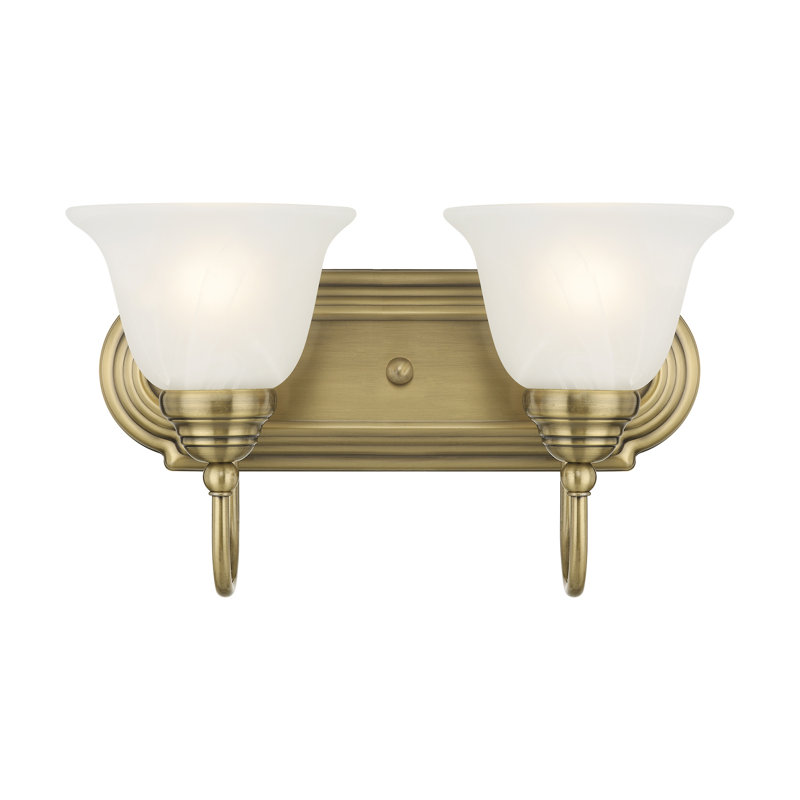 Éclairage pour salle de bain à intensité variable 2 lumières Belmont, Laiton antique