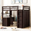 Lit mezzanine double avec tiroirs, bureau et garde-robe gris-1955473725