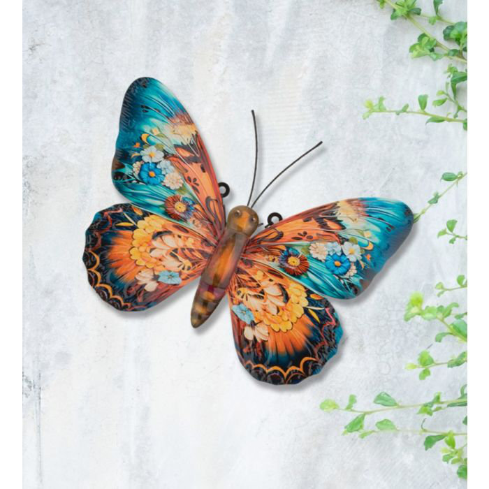 Vibrant Multicolor Butterfly Metal Stake and Wall Decor