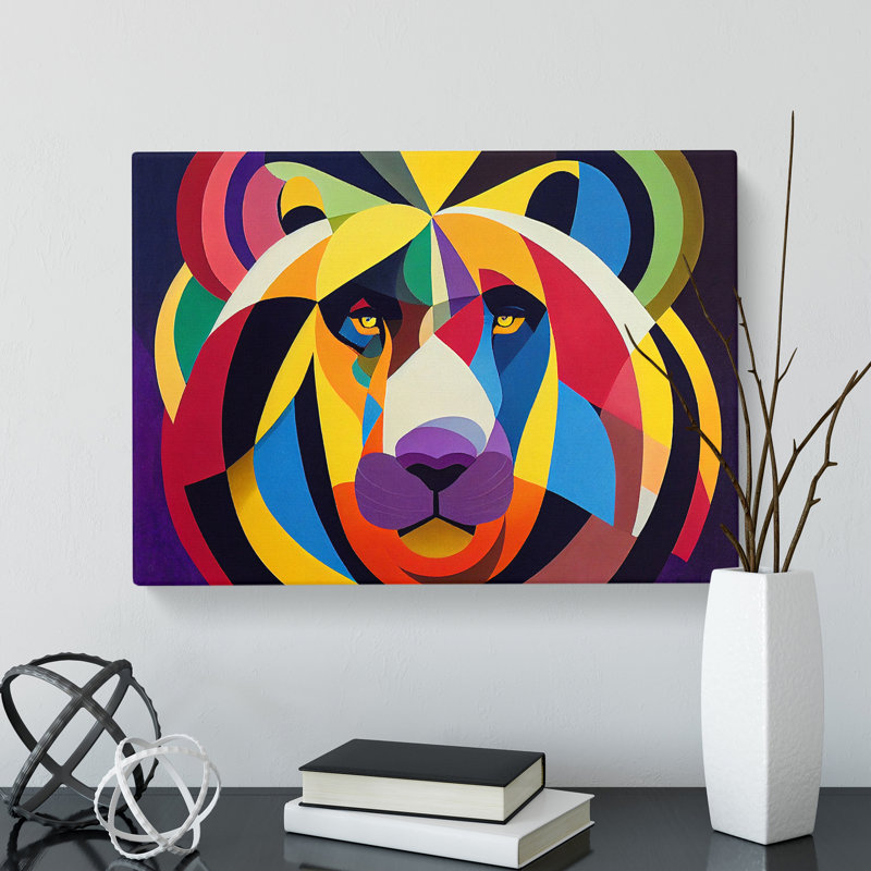 Lion In Abstract - Wrapped Canvas, 50cm H x 76cm W x 3cm D