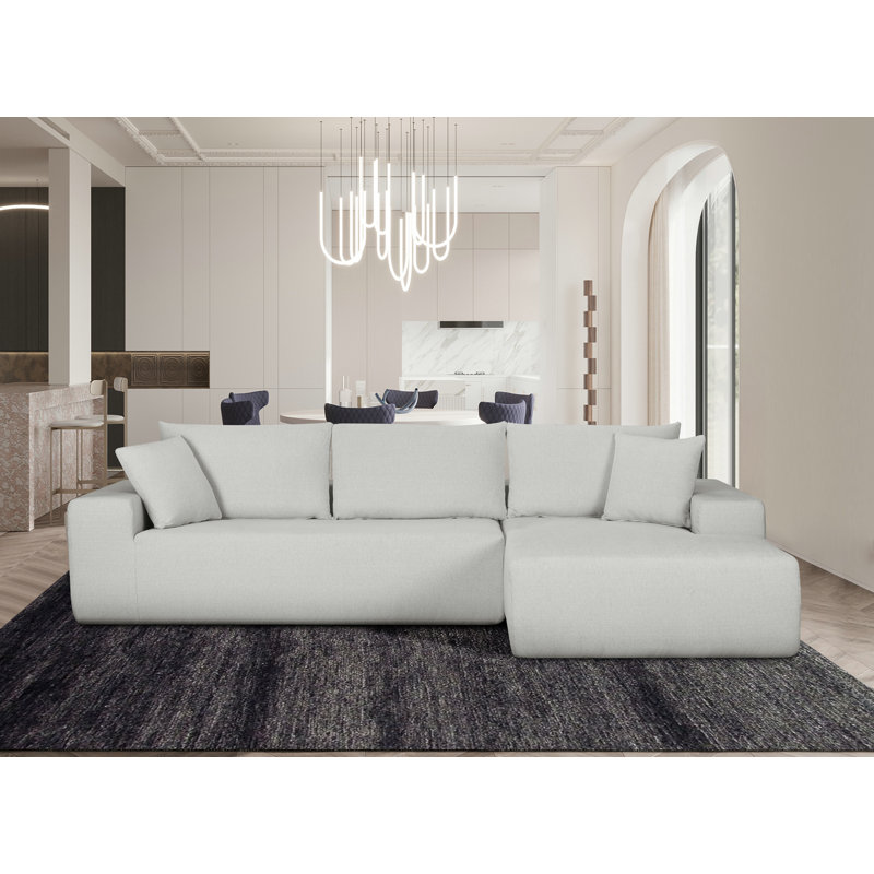 Clairah 2 - Piece Upholstered Boneless Sectional, Right Hand Facing, White Polyester Blend