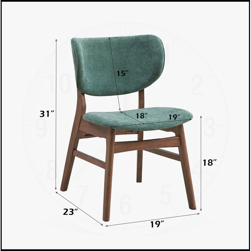 Ensemble de 2 chaises d'appoint élégantes en tissu vert Bevis et finition noyer, confortables et durables pour les repas modernes
