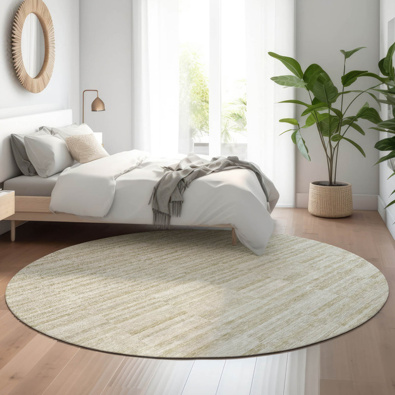 Premium Machine Washable Prisco Taupe Rug, Round 8'