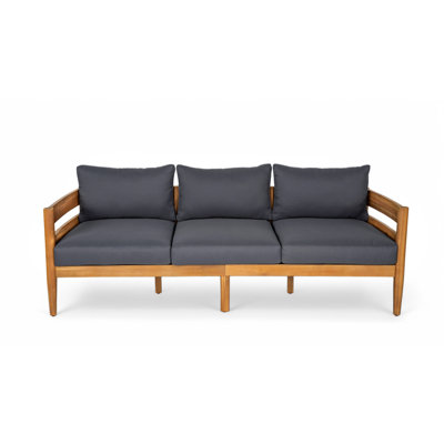Redmond Acacia Outdoor 3-Seater Sofa With Cushions by Ebern Designs