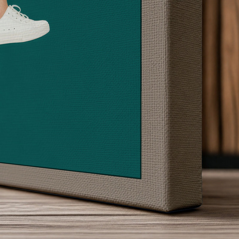 Leopard with Marble Feet Eclectic 1 Piece Wrapped Canvas Wall Art, 24x16 - 61.0 x 40.6 cm, Taupe Border