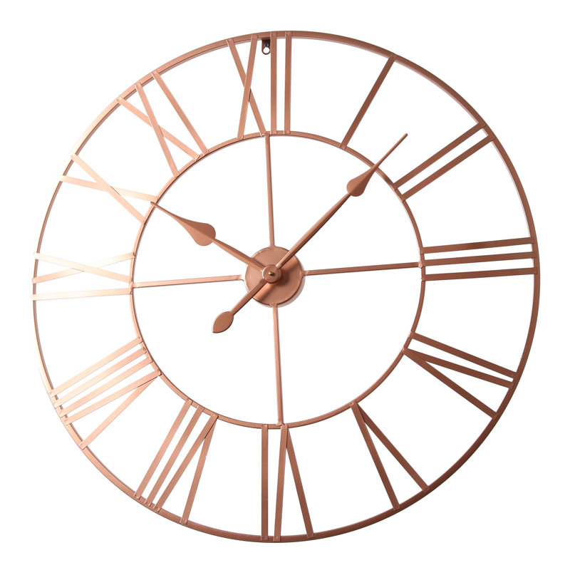 Elienor Iron Wall Clock, 80cm H x 80cm W x 4cm D, Copper