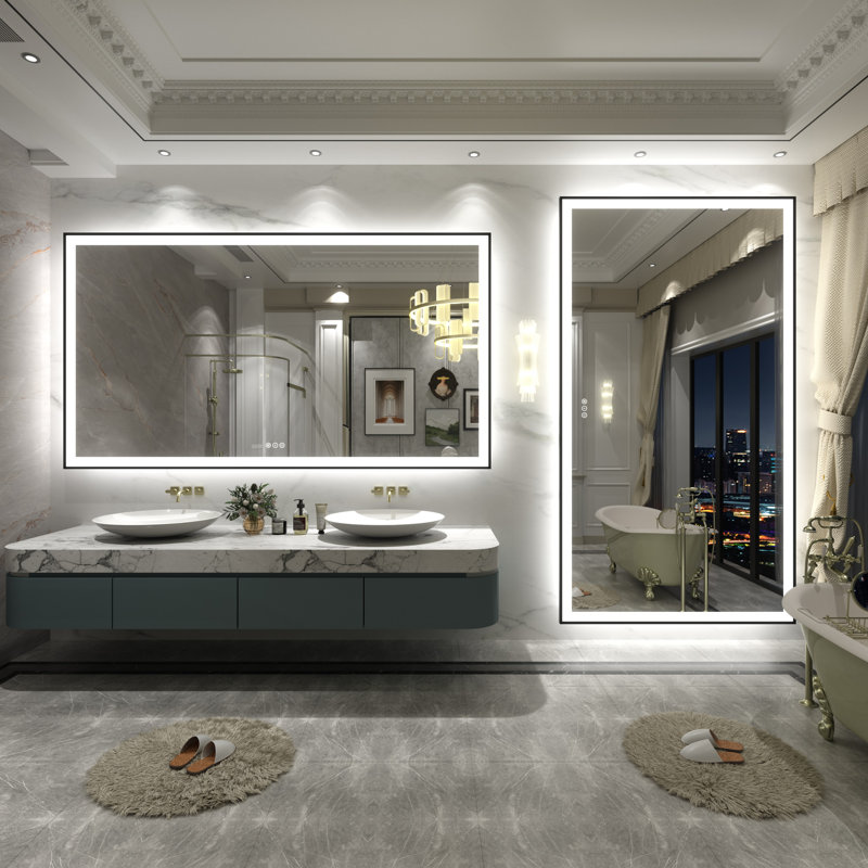 Aevar UL Certified Front & Back LED Anti-Fog Tempered Glass Framed Bathroom/Vanity Mirror with 3-Year Warranty, 72" x 40"