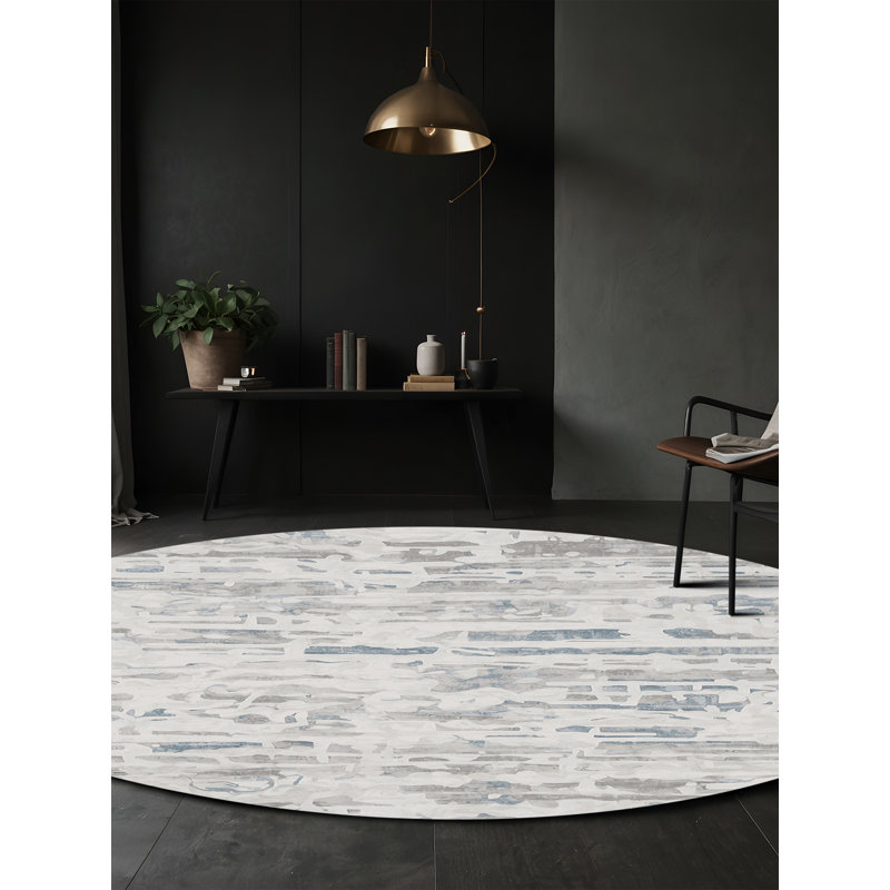 Tapis beige lavable à la machine, Rond 6 pi