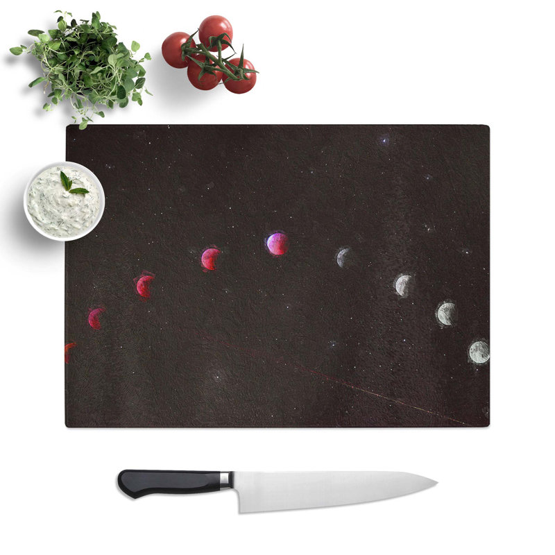 Glass Lunar Eclipse Chopping Board, 28.5 cm W x 20 cm L