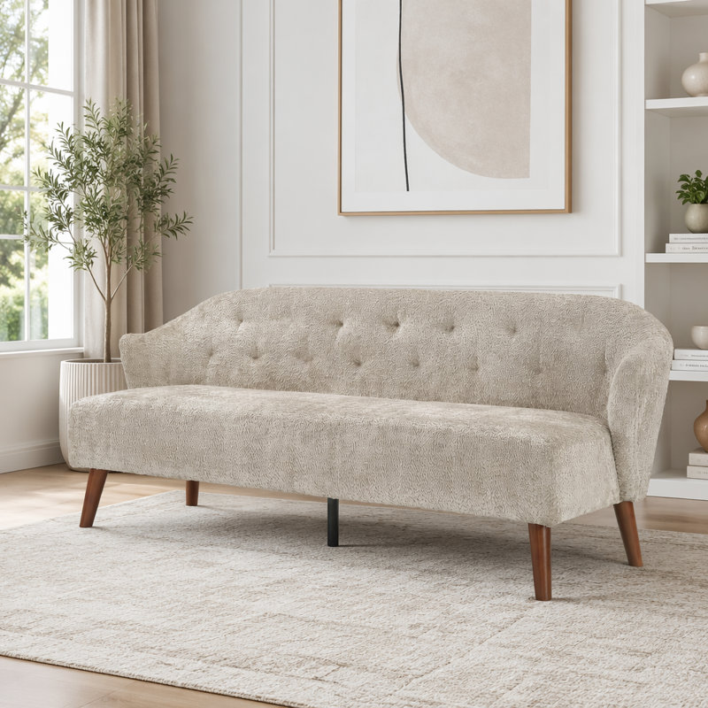 Upholstered Sofa, Brown Fabric