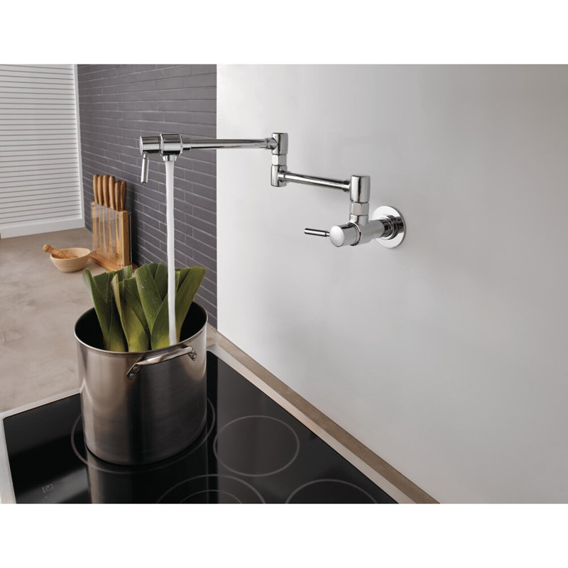 Euro Linear Wall Mount Pot Filler, Luxe Steel