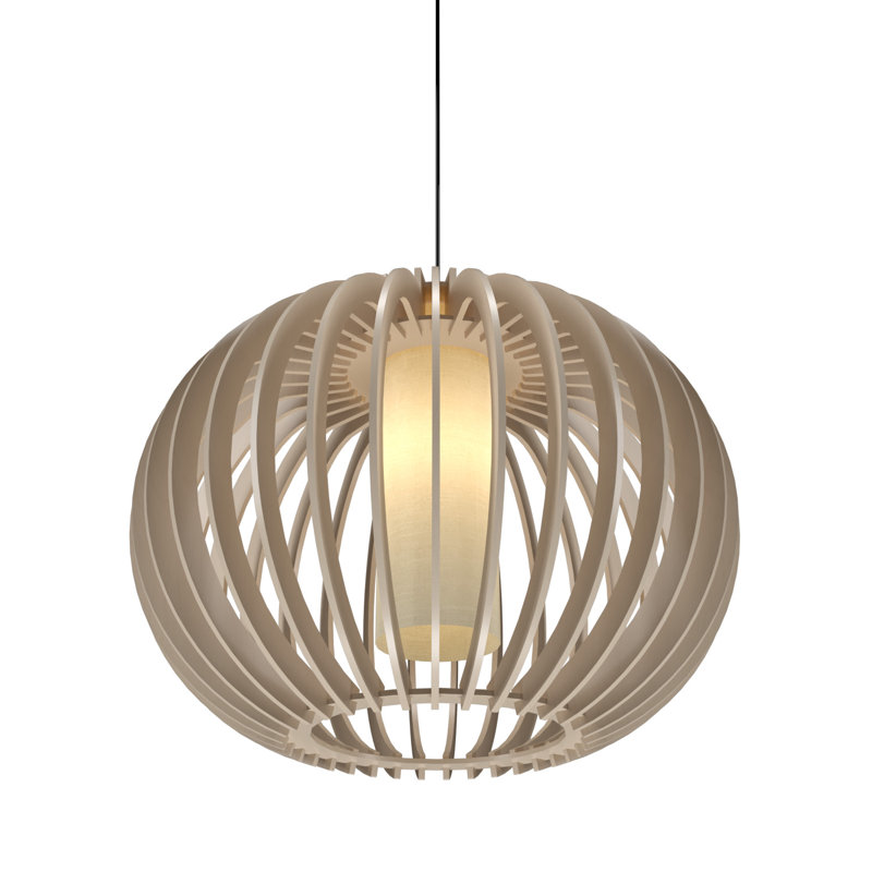 Lustre sphérique unique à 1 lumière, H 14,57 po x l 18,7 po x P 18,7 po, Cappuccino biologique