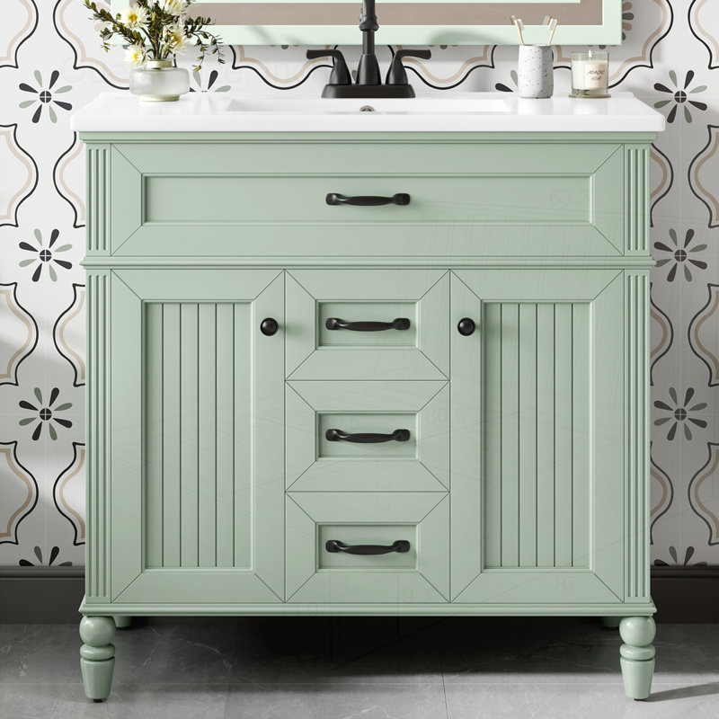 Meuble-lavabo 36 po avec lavabo, Vert