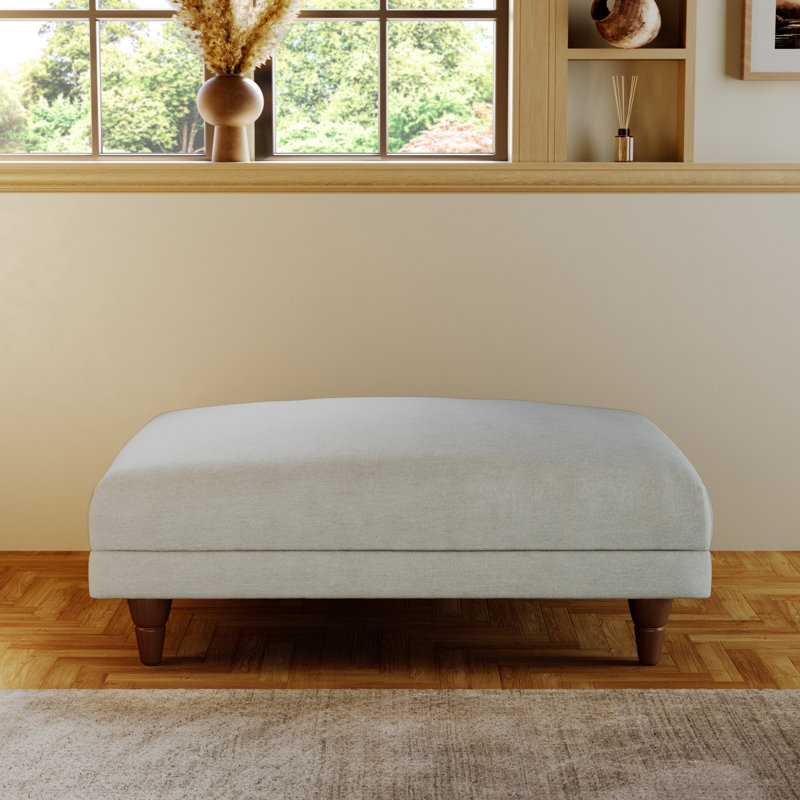 Adaku Banquette Footstool, Sky, Burnished Beech