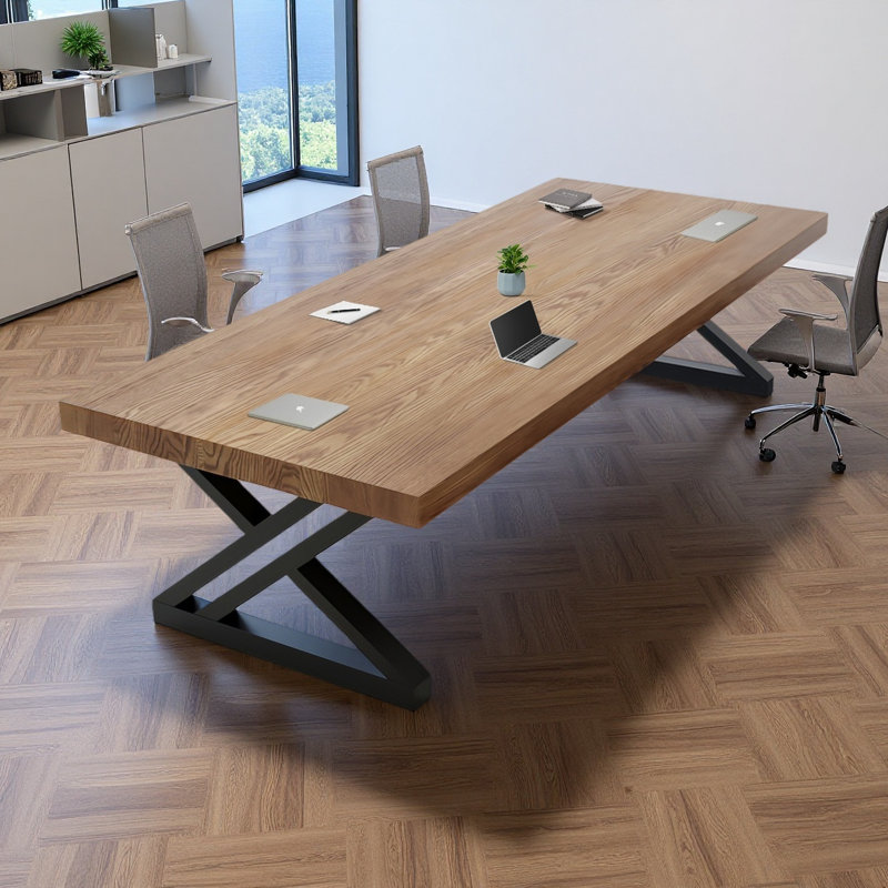 Table de conférence rectangulaire en bois massif, H 29,53 po x L 78,74 po x l 35,43 po