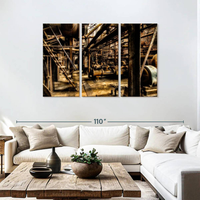 Lilie Grunge Steel Factory, H 48 po x l 74 po