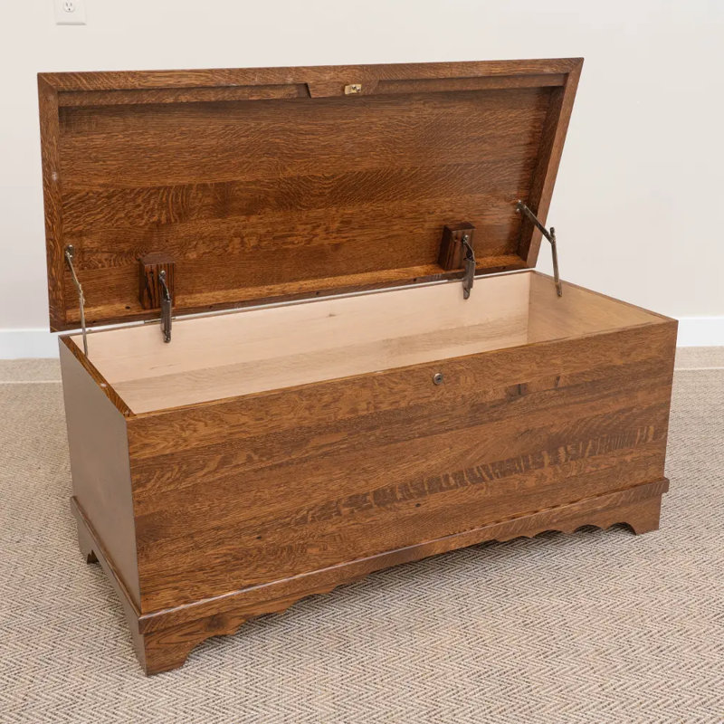 Waterfall Solid Wood Hope Chest, Quartersawn Oak Wood, Asbury Stain, 46", Rustic Quartersawn Oak Wood, Asbury