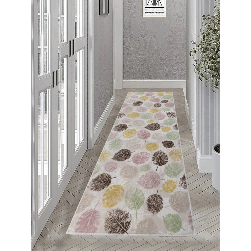 Tapis de couloir sur mesure à motif de feuilles multicolores Cava, Tapis de couloir 2 pi 7 po x 14 pi