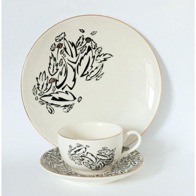 Janell 12 Piece Porcelain China Dinnerware Set - Service for 4