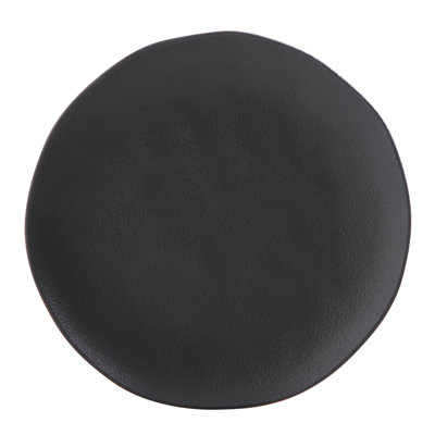 Matte Black Organic Dinner Plate 10.8" Ceramic Stoneware - Microwave, Oven, and Dishwasher Safe, by Porto Brasil