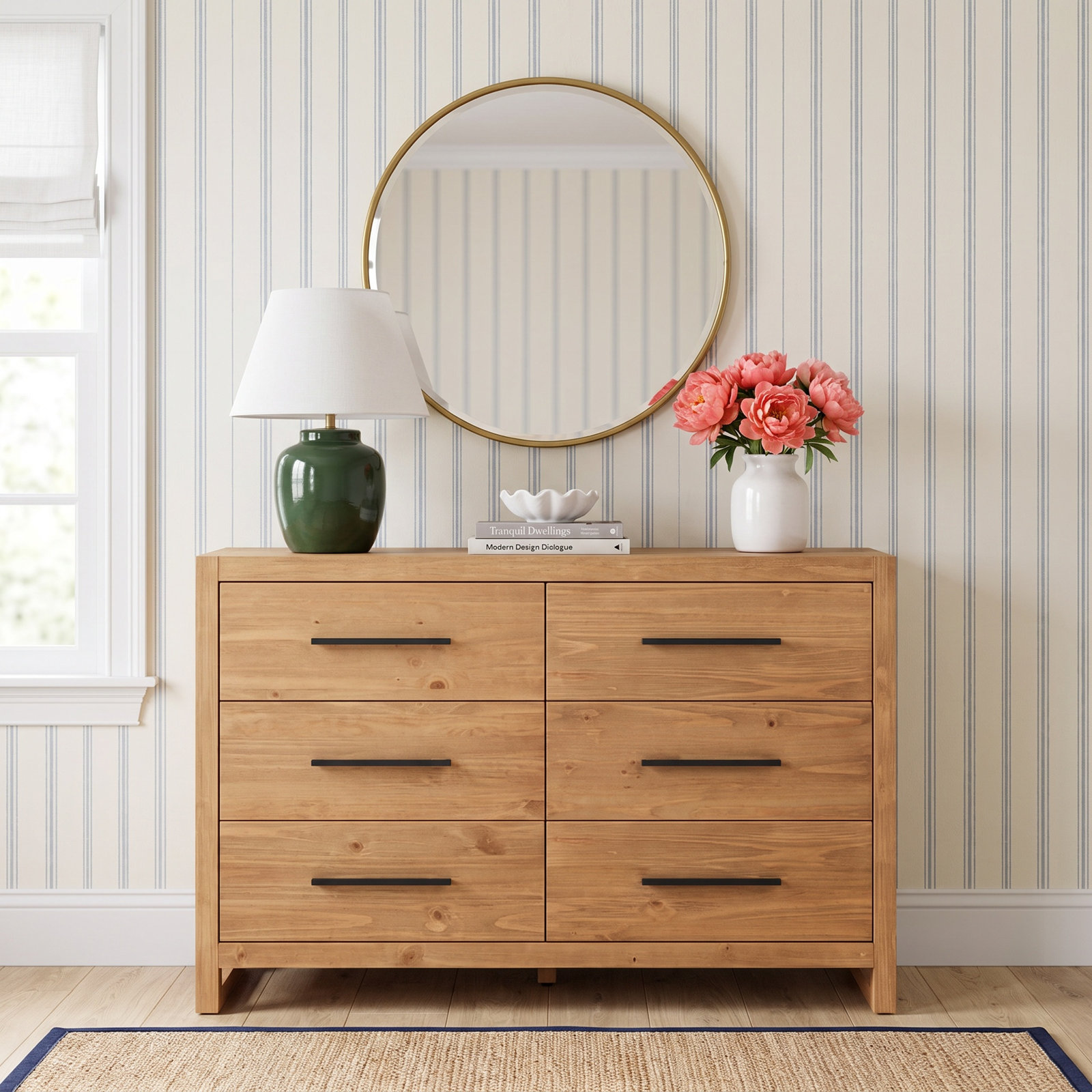 Modica 60" Pine Double Dresser, Brown Natural