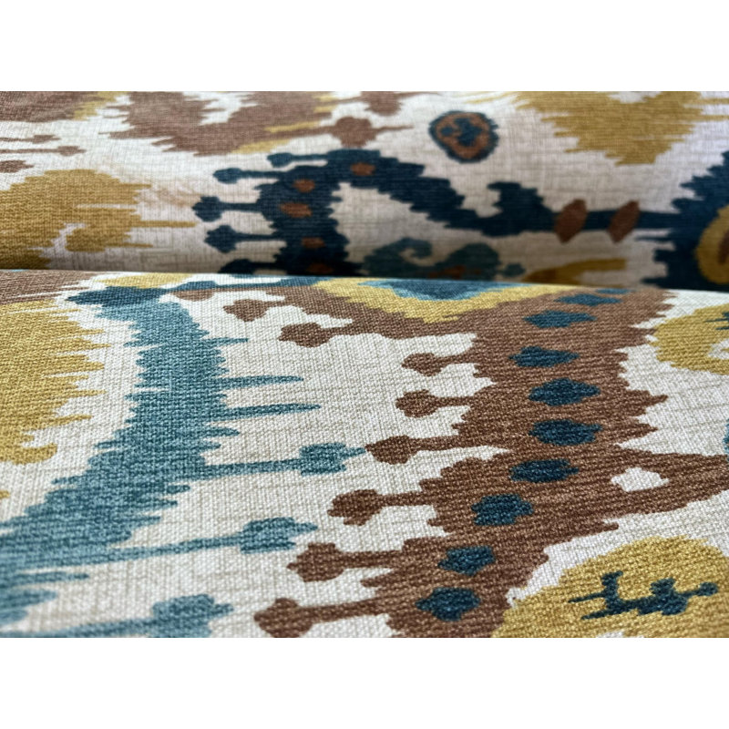 Paire de rideaux sarcelle / bleu / moutarde / jaune, L 50 po x L 72 po