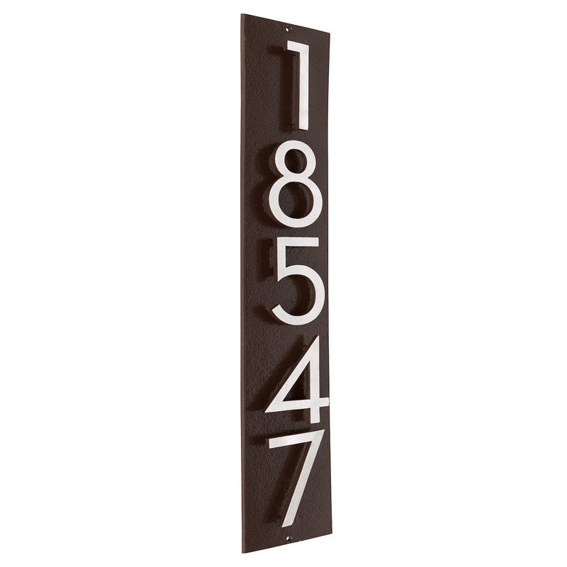 Plaque d'adresse verticale flottante 4 po (5 chiffres), Bronze romain, Nickel satiné deux tons, Oui