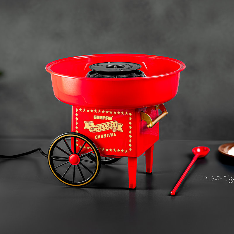 GEEPAS Electric Popcorn Maker Machine & Cotton Candy Maker Set | Makes Hot, Fresh, Fat-Free Theatre Style Popcorn Anytime, Oil-Free Popcorn Popper, Candy Floss | Retro Design for Birthdays, Parties