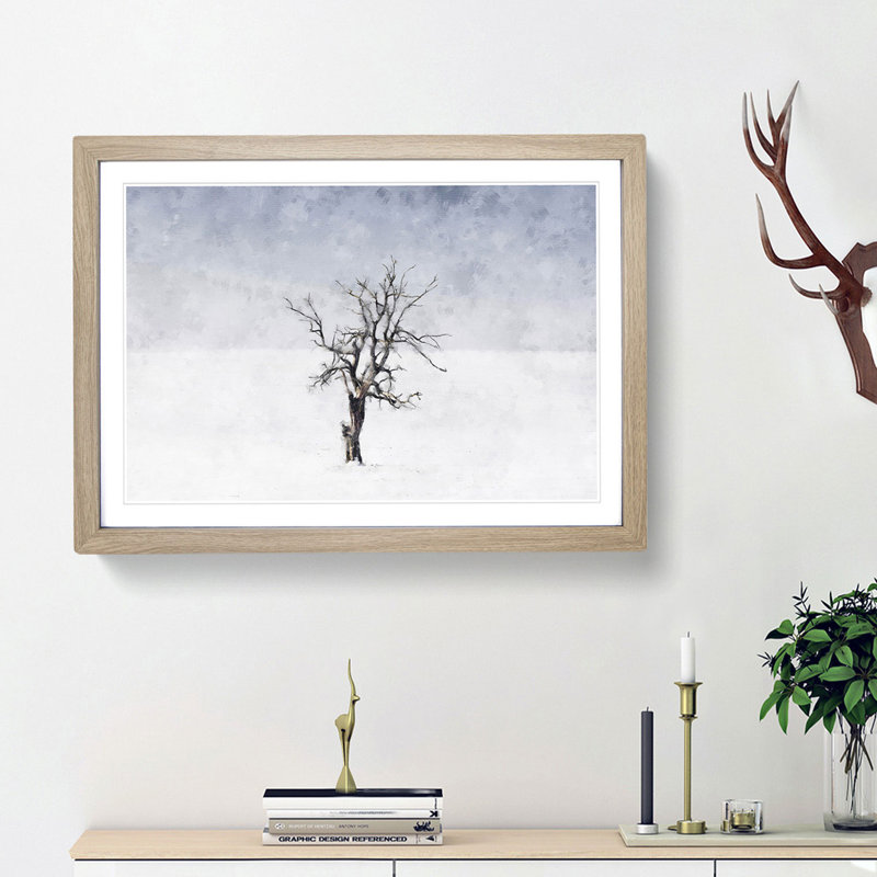 Winter Tree - Picture Frame Painting Print, 62cm H x 87cm W x 2cm D, Oak Framed
