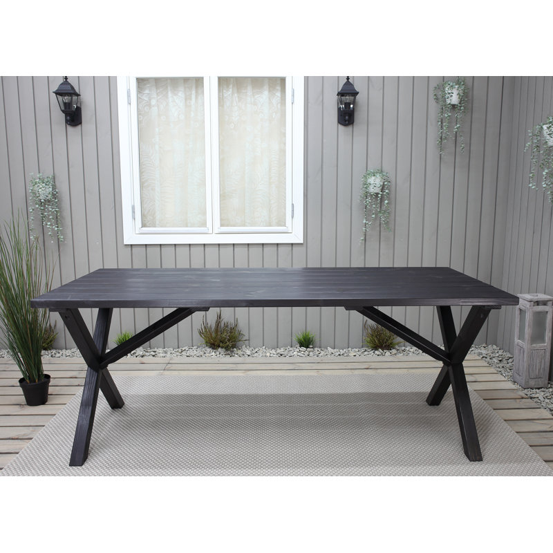 Edgerton Rectangular Pine Outdoor Dining Table , cm W cm D, 74cm H x 190cm W x 86cm D, Dark Coffee