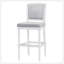 Tabouret 31 "à hauteur de bar blanc avec siège et dossier rembourrés gris, 1 pièce-1633483043-1633483053