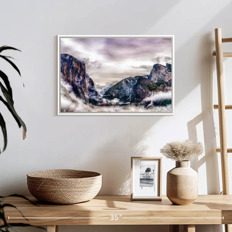 Canyons du parc national Yosemite, 19 po x 13 po, Cadre flottant blanc