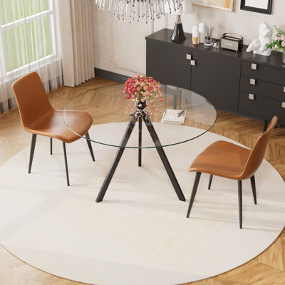 Modern Glass top Pedestal Dining Set