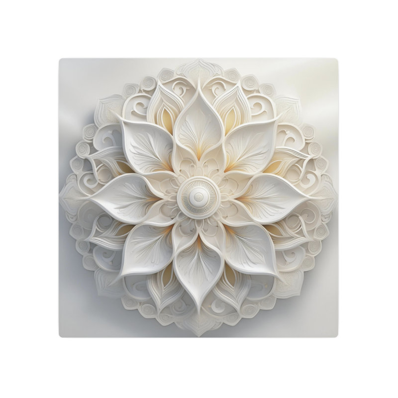 Mandala, blanc avec crème, motif floral