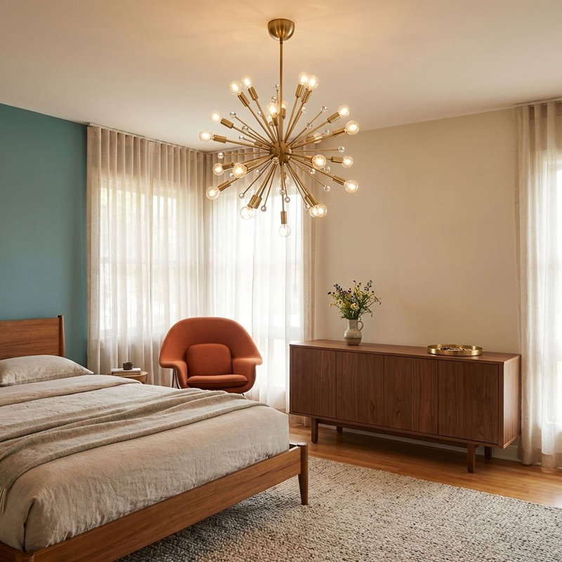 24-Light Chandelier, Laiton chaleureux