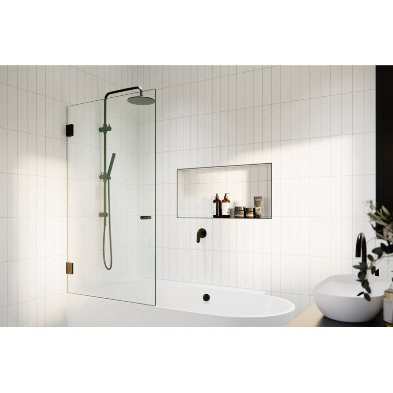 Albedo 34 in. x 58 in. Fully Frameless Glass Bathtub Shower Door, Oil Rubbed Bronze
