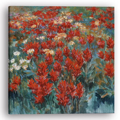 " Spring Field Full Of Red Flowers " Painting Print