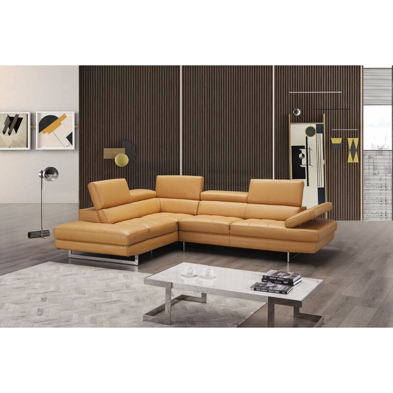 Wade Logan® 2 - Piece Leather Sectional & Reviews | Wayfair