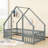 Wooden House Frame Floor Bed With Safety Guardrails-1567174618-1567174616